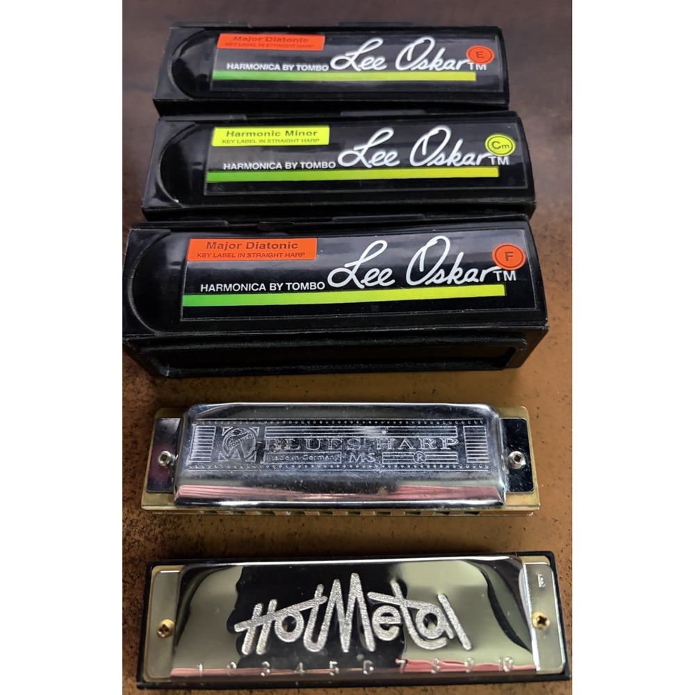 VTG Hohner Blues Harp MS Harmonica Key G, HotMetal Harmonica 3 Empty Oskar boxes